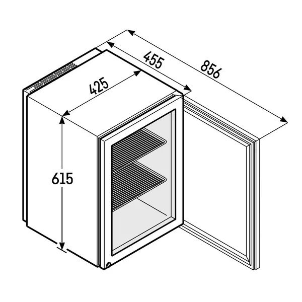 Minibar | PREMIUM | 44L | RVS | +2°C/+12°C | Geforceerd | 425x450x612(h)mm