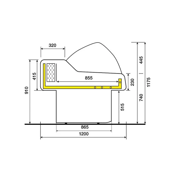 Viskoeltoonbank | SAIGON | 0°C/+2°C | Plaatkoeling | 2500x1200x1175(h)mm