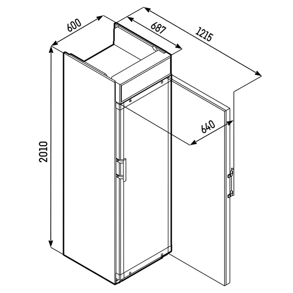 Koelkast | COMFORT | 403L | Zwart | +2°C/+12°C | Geforceerd | 600x687x2010(h)mm
