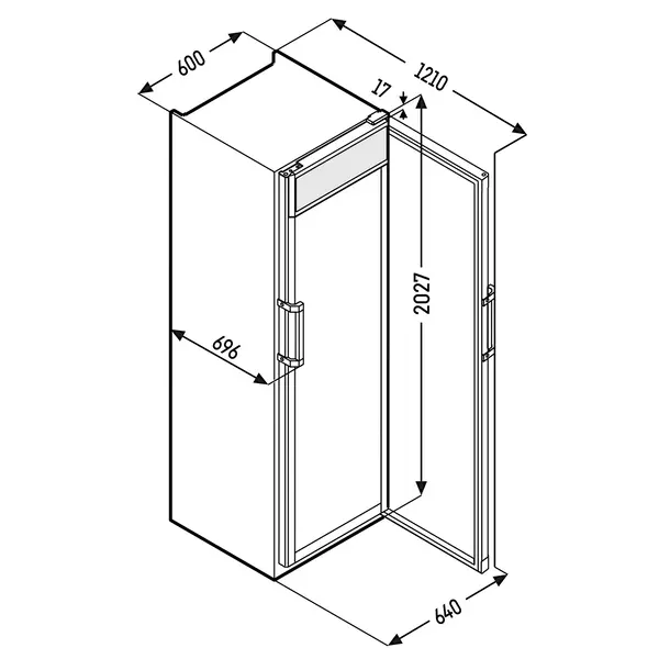 Koelkast | PREMIUM | 441L | Grijs | +2°C/+12°C | Geforceerd | 600x696x2027(h)mm