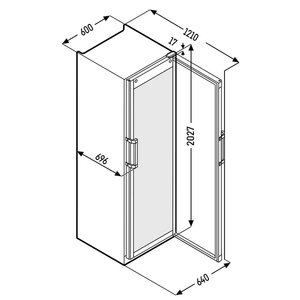 Koelkast | PREMIUM+ | 441L | Zwart | +2°C/+12°C | Geforceerd | 600x696x2027(h)mm