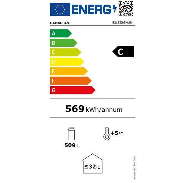 Barkoelkast | E3-SERIE | 537L | RVS | +2°C/+18°C | Geforceerd | Draaideuren | 1988x524x860/880(h)mm