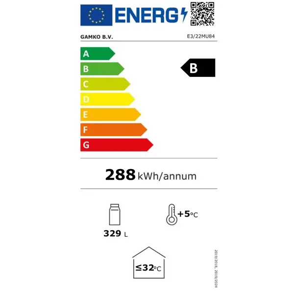 Barkoelkast | E3-SERIE | 364L | RVS | +2°C/+18°C | Geforceerd | Draaideuren | 1434x512x860/880(h)mm