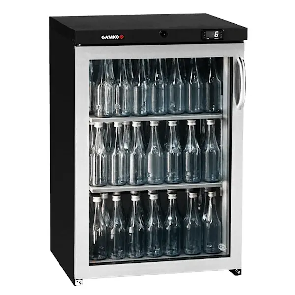 Barkoelkast | MAXIGLASS | 150L | Antracietgrijs/RVS | +2°C/+18°C | Geforceerd | Scharnier Links | 600x576x900/910(h)mm