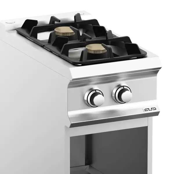 Fornuis | DOMINA PRO 700 | Gas | 2 Branders (2x 7kW) | Waakvlam | Open Onderkast | 400x730x850(h)mm