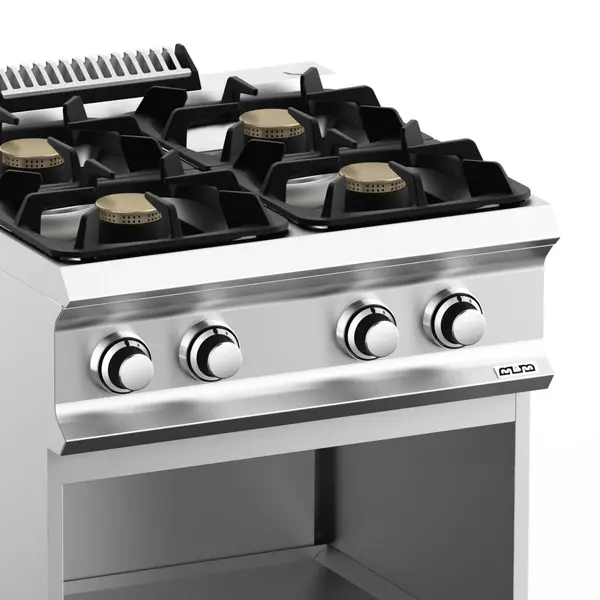 Fornuis | DOMINA PRO 700 | Gas | 4 Branders (4x 7kW) | Waakvlam | Open Onderkast | 700x730x850(h)mm