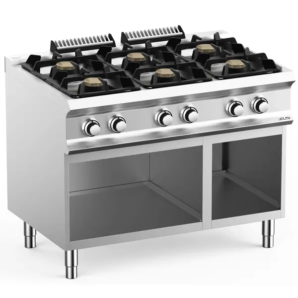 Fornuis | DOMINA PRO 700 | Gas | 6 Branders (6x 5.5kW) | Waakvlam | Open Onderkast | 1100x730x850(h)mm