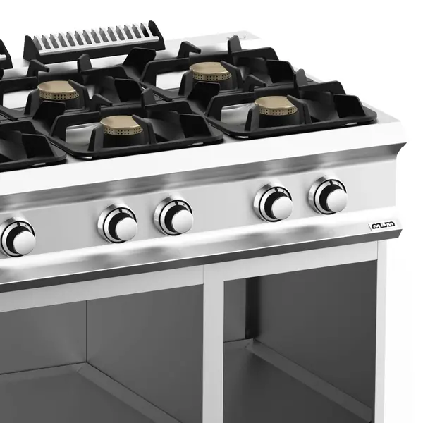 Fornuis | DOMINA PRO 700 | Gas | 6 Branders (6x 5.5kW) | Waakvlam | Open Onderkast | 1100x730x850(h)mm