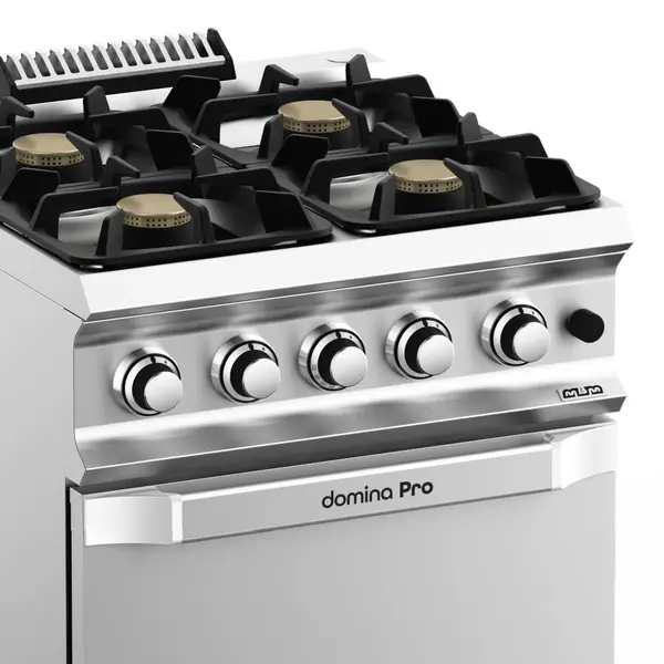 Fornuis + Oven | DOMINA PRO 700 | Gas | 4 Branders (4x 5.5kW) + 2/1 GN Oven (6kW) | Waakvlam/Piëzo | 700x730x850(h)mm