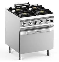 MBM Italy Fornuis + Oven | DOMINA PRO 700 | Gas | 4 Branders (4x 7kW) + 2/1 GN Oven (6kW) | Waakvlam/Piëzo | 700x730x850(h)mm 