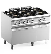 MBM Italy Fornuis + Oven | DOMINA PRO 700 | Gas/Elektrisch | 6 Branders (6x 7kW) + 2/1 GN Oven (5.3kW-400V) | Waakvlam | Neutraal Vak | 1100x730x850(h)mm 