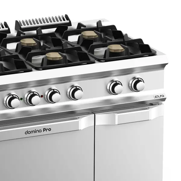 Fornuis + Oven | DOMINA PRO 700 | Gas/Elektrisch | 6 Branders (6x 7kW) + 2/1 GN Oven (5.3kW-400V) | Waakvlam | Neutraal Vak | 1100x730x850(h)mm