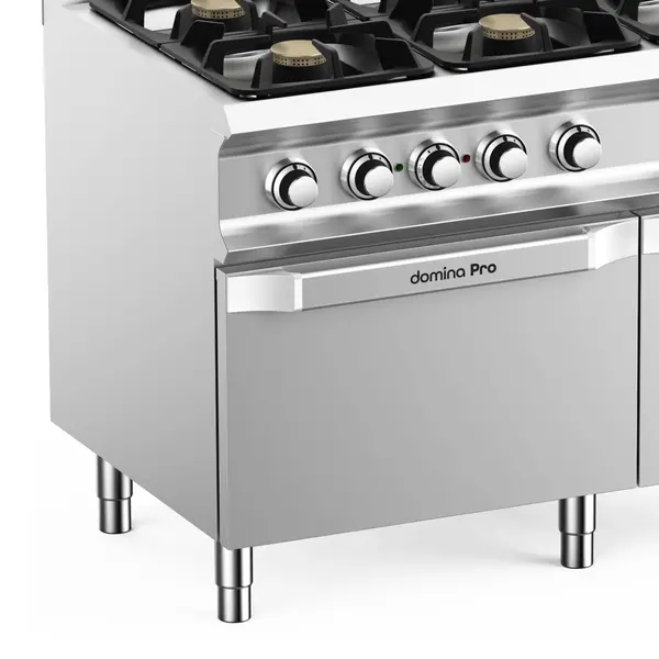 Fornuis + Oven | DOMINA PRO 700 | Gas/Elektrisch | 6 Branders (6x 7kW) + 2/1 GN Oven (5.3kW-400V) | Waakvlam | Neutraal Vak | 1100x730x850(h)mm