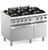 MBM Italy Fornuis + Oven | DOMINA PRO 700 | Gas | 6 Branders (6x 5.5kW) + 2/1 GN Oven (6kW) | Waakvlam/Piëzo | Neutraal Vak | 1100x730x850(h)mm