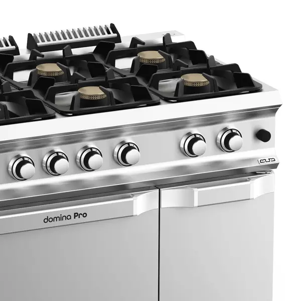 Fornuis + Oven | DOMINA PRO 700 | Gas | 6 Branders (6x 5.5kW) + 2/1 GN Oven (6kW) | Waakvlam/Piëzo | Neutraal Vak | 1100x730x850(h)mm