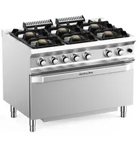 MBM Italy Fornuis + Maxi Oven | DOMINA PRO 700 | Gas | 6 Branders (6x 5.5kW) + Oven (8kW) | Waakvlam/Piëzo | 1100x730x850(h)mm