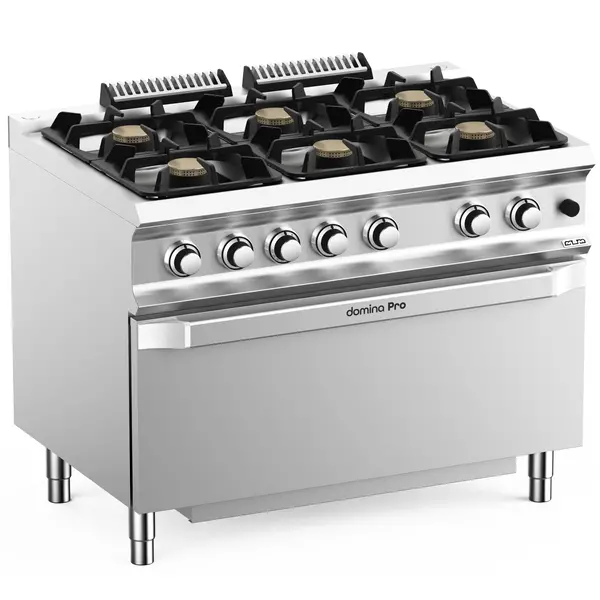 Fornuis + Maxi Oven | DOMINA PRO 700 | Gas | 6 Branders (6x 7kW) + Oven (8kW) | Waakvlam/Piëzo | 1100x730x850(h)mm