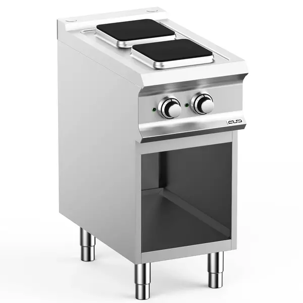 Fornuis | DOMINA PRO 700 | Elektrisch | 2 Kookpunten (220x220) | 5.2kW (400V) | Open Onderkast | 400x730x850(h)mm