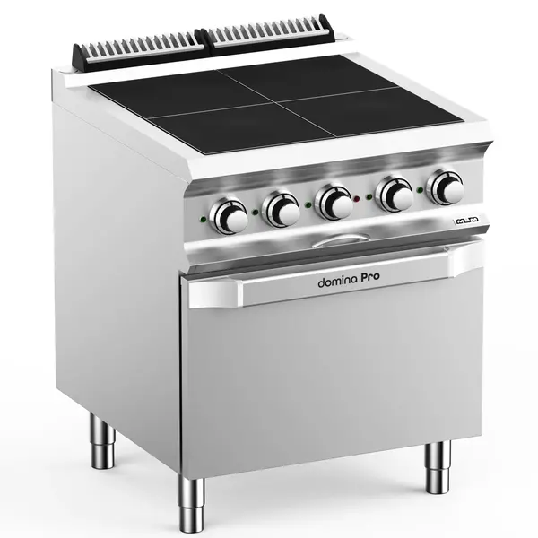 Fornuis + Oven | DOMINA PRO 700 | Elektrisch | 4 Kookpunten (300x300) + 2/1 GN Oven | 15.3kW (400V) | 700x730x850(h)mm