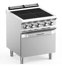 MBM Italy Fornuis + Heteluchtoven | DOMINA PRO 700 | Elektrisch | 4 Kookpunten (300x300) + 1/1 GN Oven | 12.6kW (400V) | 700x730x850(h)mm