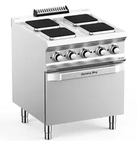 MBM Italy Fornuis + Oven | DOMINA PRO 700 | Elektrisch | 4 Kookpunten (220x220) + 2/1 GN Oven | 15.7kW (400V) | 700x730x850(h)mm