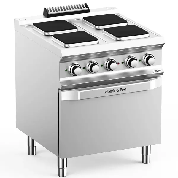 Fornuis + Oven | DOMINA PRO 700 | Elektrisch | 4 Kookpunten (220x220) + 2/1 GN Oven | 15.7kW (400V) | 700x730x850(h)mm