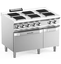 MBM Italy Fornuis + Oven | DOMINA PRO 700 | Elektrisch | 6 Kookpunten (220x220) + 2/1 GN Oven | 20.9kW (400V) | Neutraal Vak | 1100x730x850(h)mm