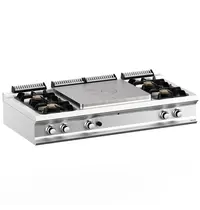 MBM Italy Fornuis/Doorkookplaat | DOMINA PRO 700 | Gas | 4 Branders (4x 7kW) + Plaat (10kW) | Piëzo Ontsteking | 1500x730x250(h)mm