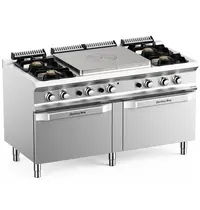 MBM Italy Fornuis/Doorkookplaat + 2 Ovens | DOMINA PRO 700 | Gas | 4 Branders (4x 7kW) + Plaat (10kW) + 2/1 GN Ovens (2x 6kW) | Waakvlam/Piëzo | 1500x730x850(h)mm