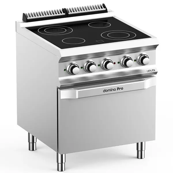 Glaskeramisch Fornuis + Oven | DOMINA PRO 700 | Elektrisch | 4 Kookpunten + 2/1 GN Oven | 13.9kW (400V) | 700x730x850(h)mm