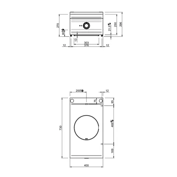 Inductiewokfornuis | DOMINA PRO 700 | Elektrisch | 1 Kookpunt | 5kW (400V) | 400x730x250(h)mm