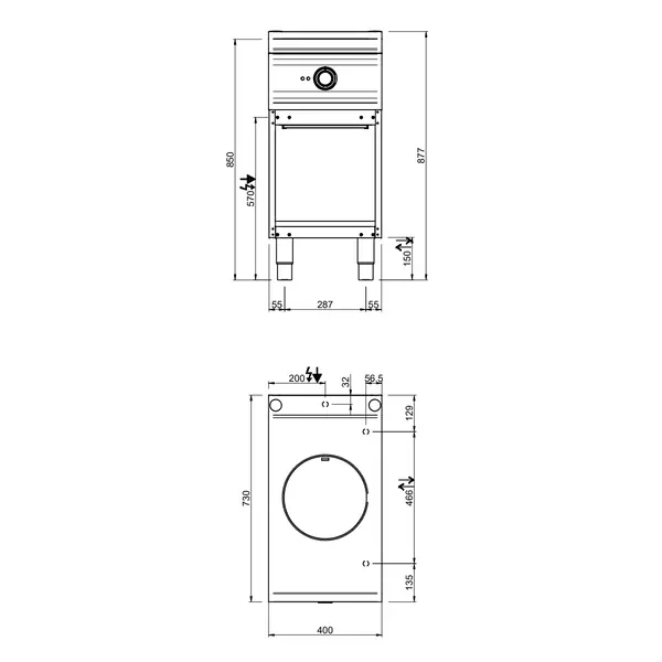Inductiewokfornuis | DOMINA PRO 700 | Elektrisch | 1 Kookpunt | 5kW (400V) | Open Onderkast | 400x730x850(h)mm