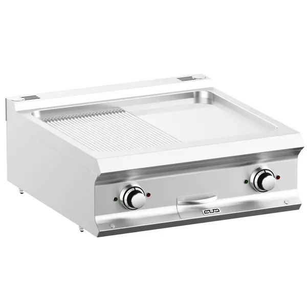 Bak-/Grillplaat | DOMINA PRO 700 | Elektrisch | Glad/Gegroefd Oppervlak 630x540 (Verchroomd) | 10kW (400V) | 700x730x250(h)mm