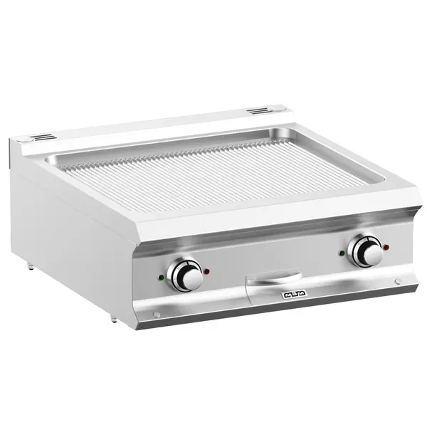 Bak-/Grillplaat | DOMINA PRO 700 | Elektrisch | Gegroefd Oppervlak 630x540 (Verchroomd) | 10kW (400V) | 700x730x250(h)mm