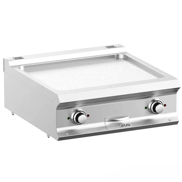 Bak-/Grillplaat | DOMINA PRO 700 | Elektrisch | Gegroefd Oppervlak 630x540 (RVS) | 10kW (400V) | 700x730x250(h)mm
