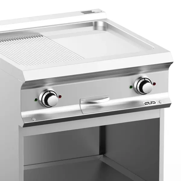 Bak-/Grillplaat | DOMINA PRO 700 | Elektrisch | Glad/Gegroefd Oppervlak 630x540 (Verchroomd) | 10kW (400V) | Open Onderkast | 700x730x850(h)mm