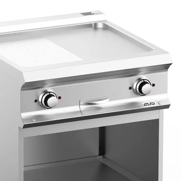 Bak-/Grillplaat | DOMINA PRO 700 | Elektrisch | Glad/Gegroefd Oppervlak 630x540 (RVS) | 10kW (400V) | Open Onderkast | 700x730x850(h)mm