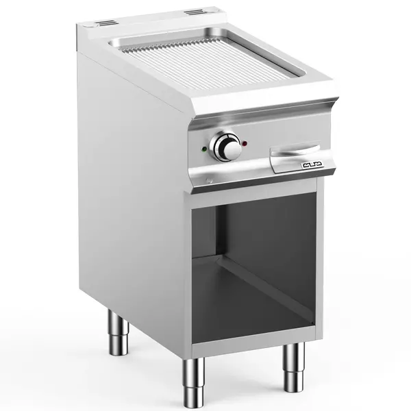 Bak-/Grillplaat | DOMINA PRO 700 | Elektrisch | Gegroefd Oppervlak 330x540 (Verchroomd) | 5kW (400V) | Open Onderkast | 400x730x850(h)mm