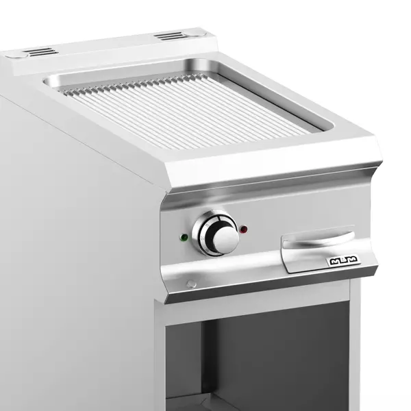 Bak-/Grillplaat | DOMINA PRO 700 | Elektrisch | Gegroefd Oppervlak 330x540 (Verchroomd) | 5kW (400V) | Open Onderkast | 400x730x850(h)mm