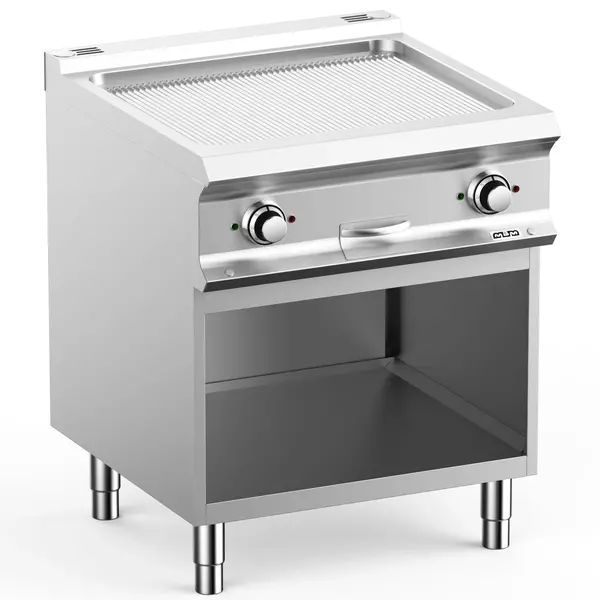 Bak-/Grillplaat | DOMINA PRO 700 | Elektrisch | Gegroefd Oppervlak 630x540 (Verchroomd) | 10kW (400V) | Open Onderkast | 700x730x850(h)mm