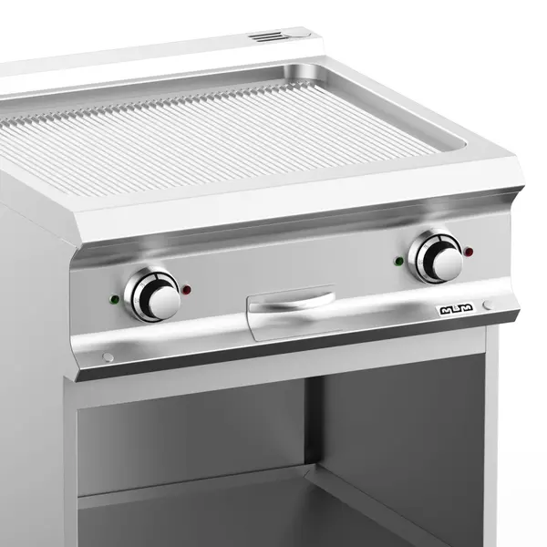 Bak-/Grillplaat | DOMINA PRO 700 | Elektrisch | Gegroefd Oppervlak 630x540 (Verchroomd) | 10kW (400V) | Open Onderkast | 700x730x850(h)mm