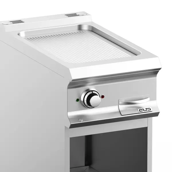 Bak-/Grillplaat | DOMINA PRO 700 | Elektrisch | Gegroefd Oppervlak 330x540 (RVS) | 5kW (400V) | Open Onderkast | 400x730x850(h)mm