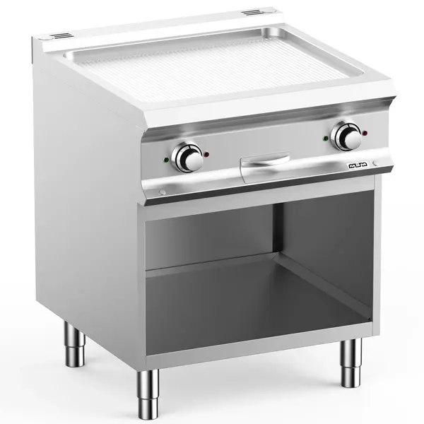 Bak-/Grillplaat | DOMINA PRO 700 | Elektrisch | Gegroefd Oppervlak 630x540 (RVS) | 10kW (400V) | Open Onderkast | 700x730x850(h)mm