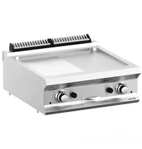 MBM Italy Bak-/Grillplaat | DOMINA PRO 700 | Gas | Glad/Gegroefd Oppervlak 630x540 (RVS) | 14kW | Piëzo Ontsteking | 700x730x250(h)mm