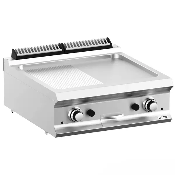 Bak-/Grillplaat | DOMINA PRO 700 | Gas | Glad/Gegroefd Oppervlak 630x540 (RVS) | 14kW | Piëzo Ontsteking | 700x730x250(h)mm