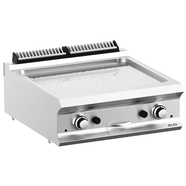 Bak-/Grillplaat | DOMINA PRO 700 | Gas | Gegroefd Oppervlak 630x540 (Verchroomd) | 14kW | Piëzo Ontsteking | 700x730x250(h)mm