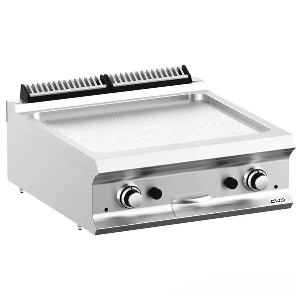 Bak-/Grillplaat | DOMINA PRO 700 | Gas | Gegroefd Oppervlak 630x540 (RVS) | 14kW | Piëzo Ontsteking | 700x730x250(h)mm