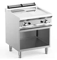 MBM Italy Bak-/Grillplaat | DOMINA PRO 700 | Gas | Glad/Gegroefd Oppervlak 630x540 (Verchroomd) | 14kW | Piëzo Ontsteking | Open Onderkast | 700x730x850(h)mm
