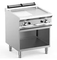 MBM Italy Bak-/Grillplaat | DOMINA PRO 700 | Gas | Glad/Gegroefd Oppervlak 630x540 (RVS) | 14kW | Piëzo Ontsteking | Open Onderkast | 700x730x850(h)mm