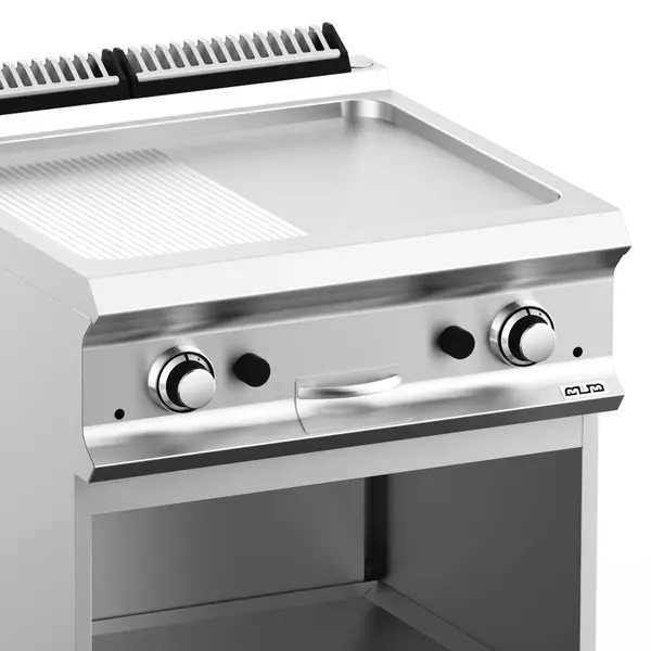 Bak-/Grillplaat | DOMINA PRO 700 | Gas | Glad/Gegroefd Oppervlak 630x540 (RVS) | 14kW | Piëzo Ontsteking | Open Onderkast | 700x730x850(h)mm